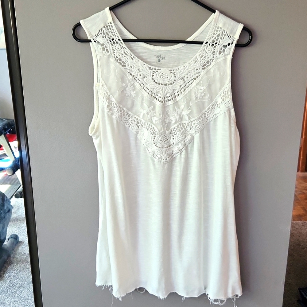 Great Northwest Indigo Lace Detail Light Weight Tank Top